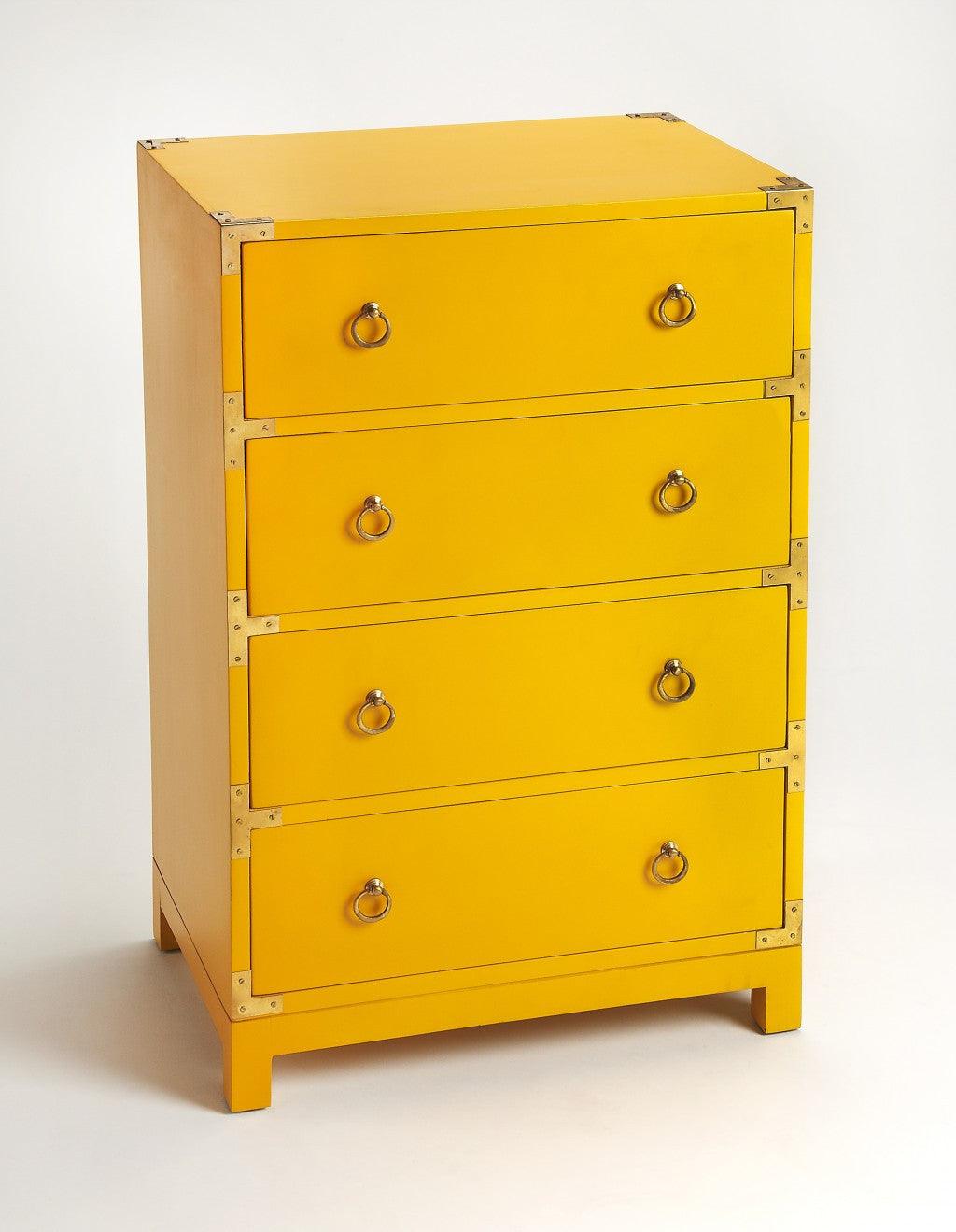 24" Yellow Solid Wood Four Drawer Dresser - FurniFindUSA