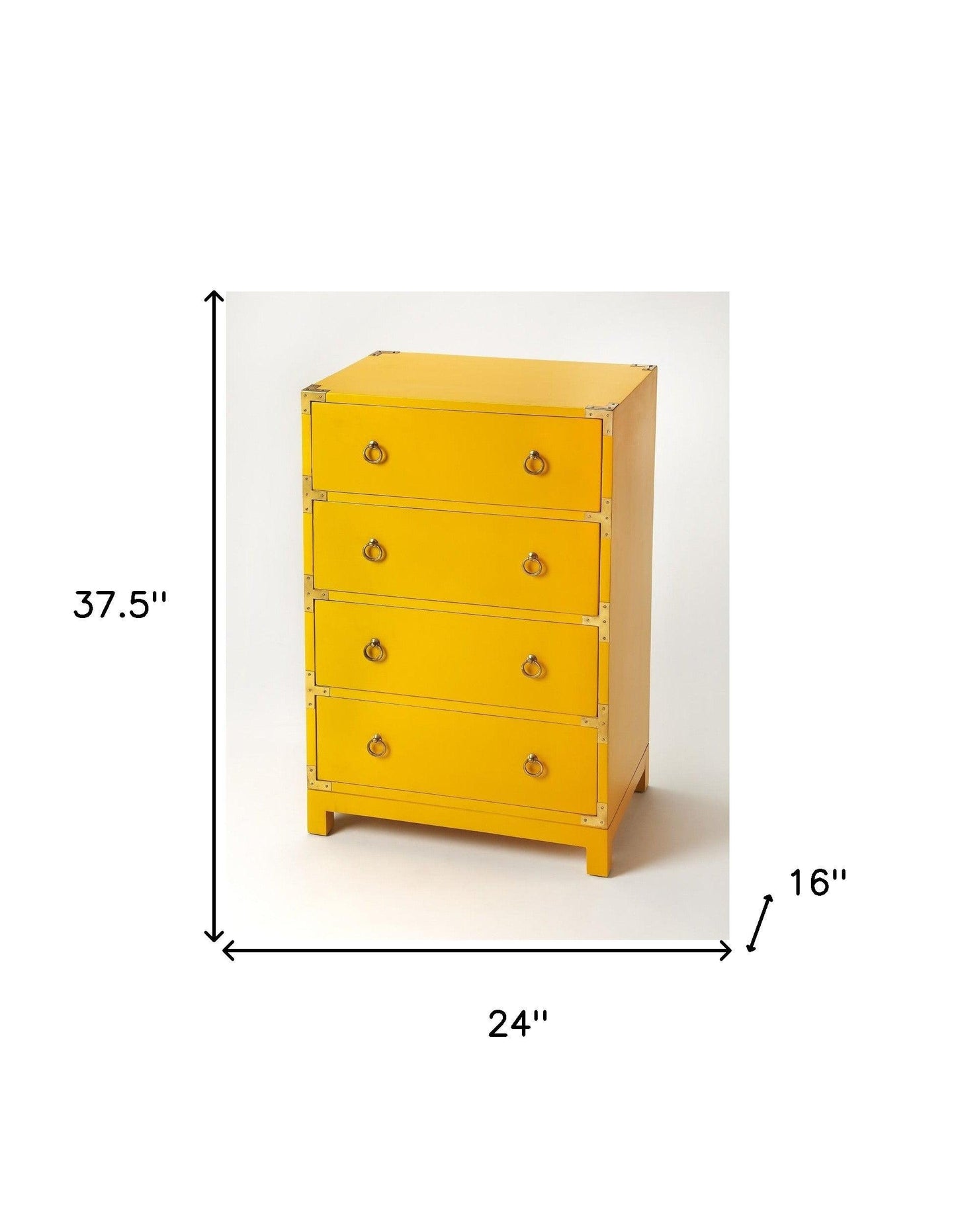 24" Yellow Solid Wood Four Drawer Dresser - FurniFindUSA