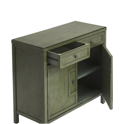 31" Green Solid Wood Two Drawer Sideboard with Two Doors