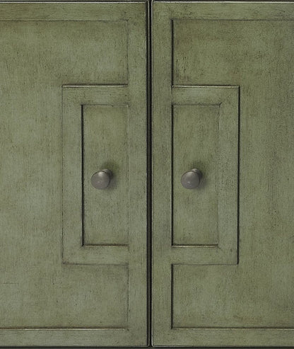 31" Green Solid Wood Two Drawer Sideboard with Two Doors HomeRoots