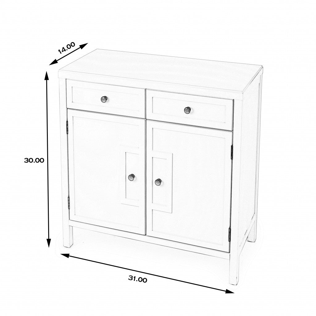 31" Green Solid Wood Two Drawer Sideboard with Two Doors