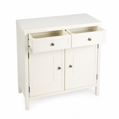 31" White Solid Wood Two Drawer Sideboard with Two Doors HomeRoots