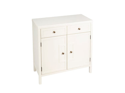 31" White Solid Wood Two Drawer Sideboard with Two Doors HomeRoots