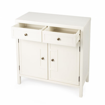 31" White Solid Wood Two Drawer Sideboard with Two Doors HomeRoots
