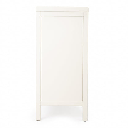 31" White Solid Wood Two Drawer Sideboard with Two Doors