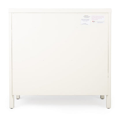 31" White Solid Wood Two Drawer Sideboard with Two Doors HomeRoots