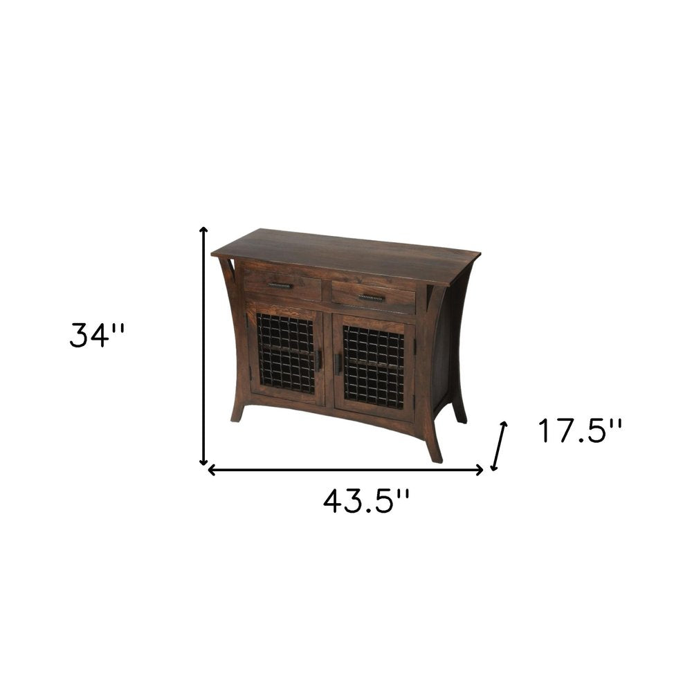 44" Dark Brown Solid Wood Frame Standard Accent Chest With Two Drawers HomeRoots