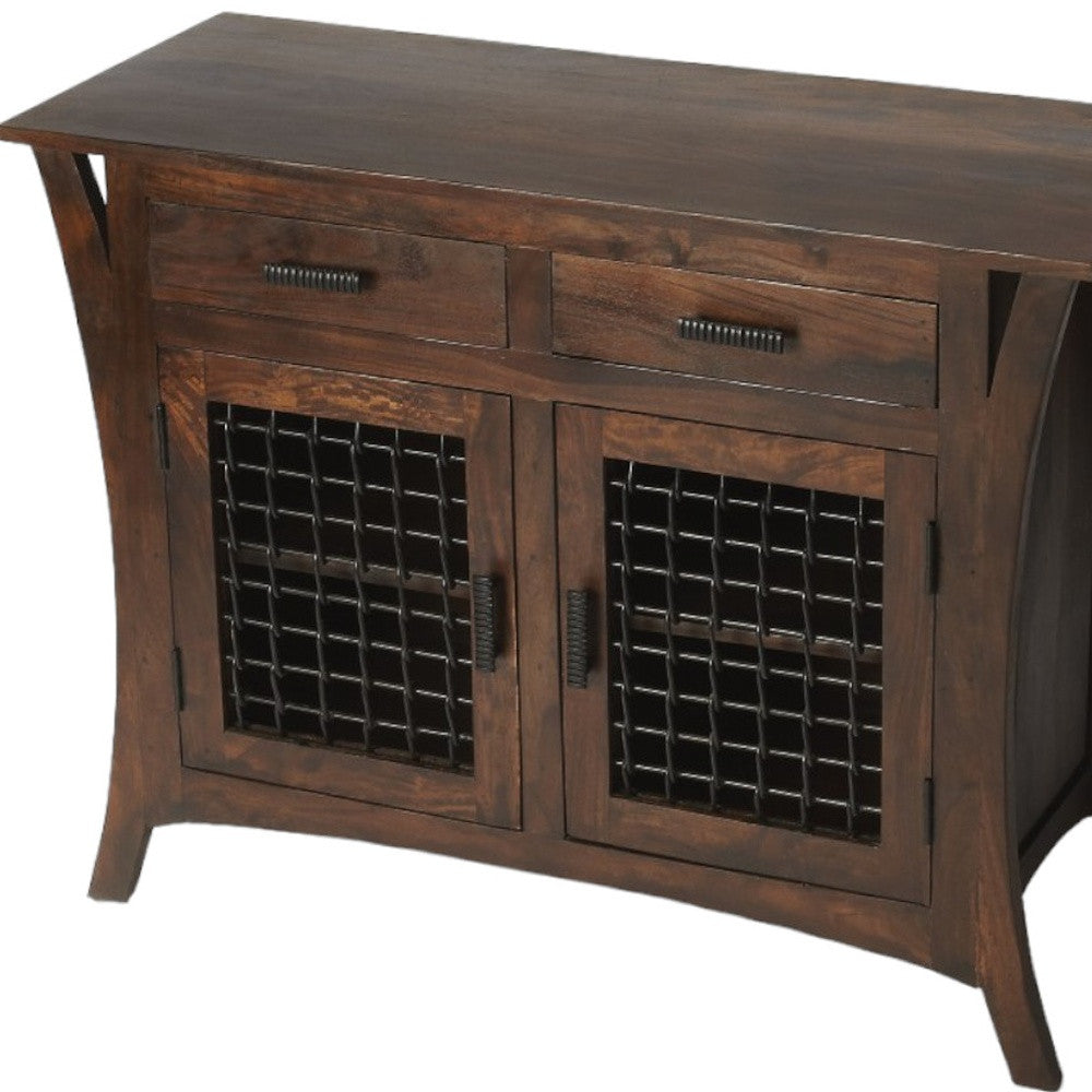 44" Dark Brown Solid Wood Frame Standard Accent Chest With Two Drawers