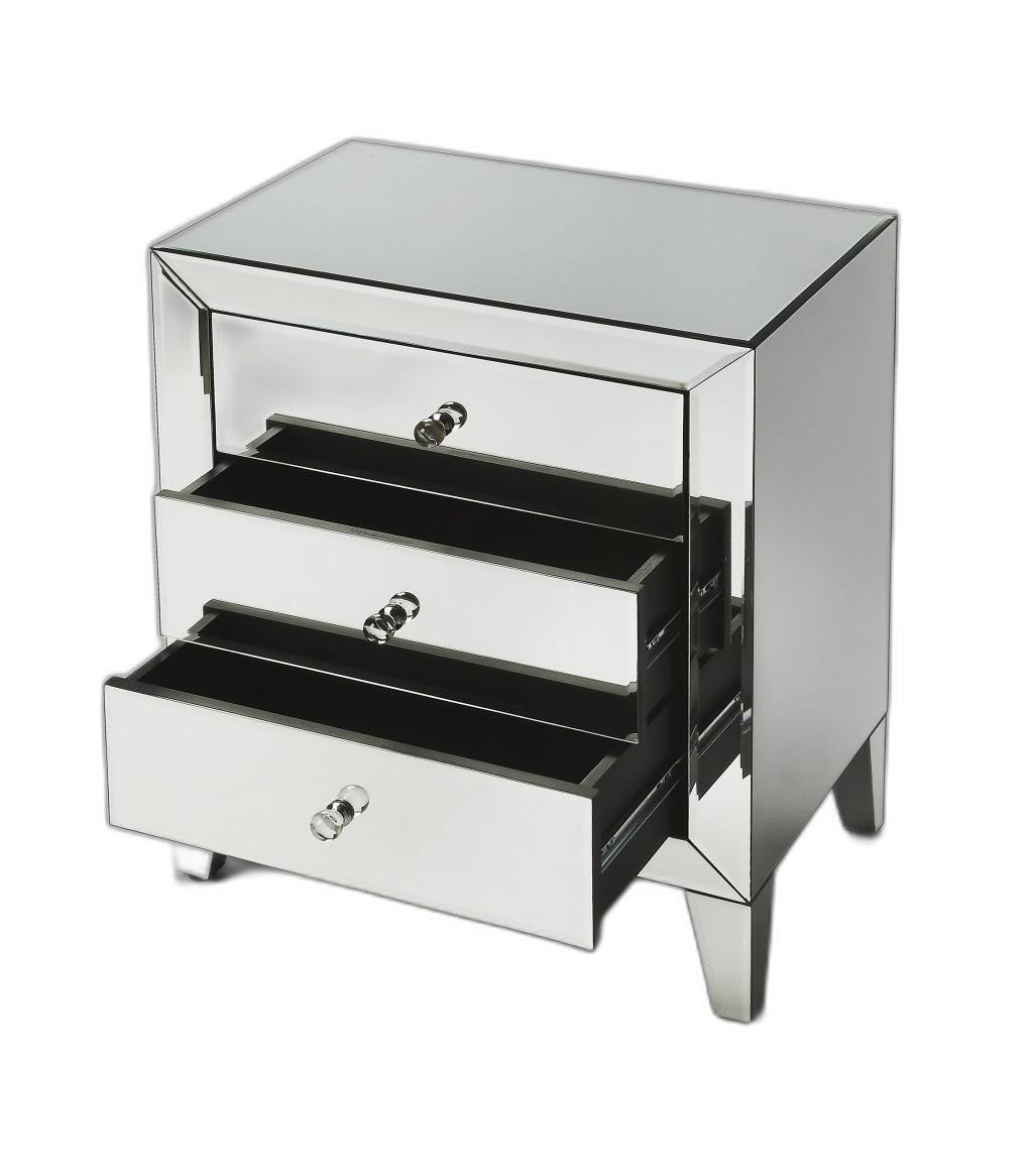 24" Clear Glass Three Drawer Chest - FurniFindUSA