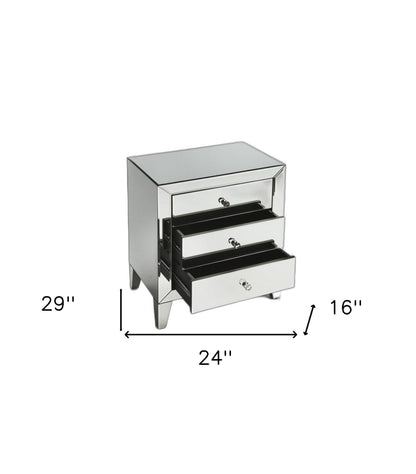 24" Clear Glass Three Drawer Chest - FurniFindUSA