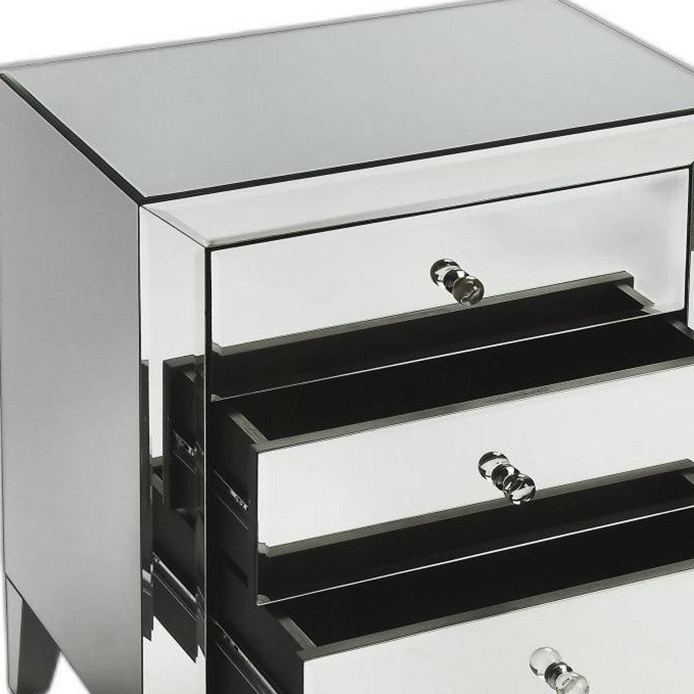 24" Clear Glass Three Drawer Chest - FurniFindUSA