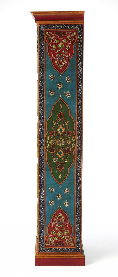 60" Red Blue and Gold Hand Painted Accent Cabinet HomeRoots