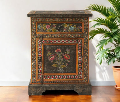 18" Dark Brown Solid Wood Frame Accent Cabinet With Two Drawers HomeRoots