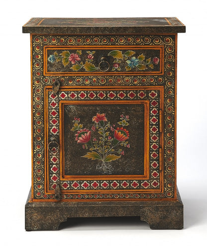 18" Dark Brown Solid Wood Frame Accent Cabinet With Two Drawers HomeRoots
