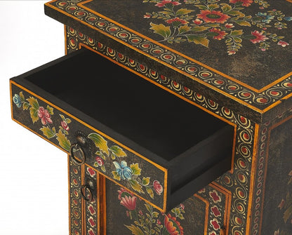 18" Dark Brown Solid Wood Frame Accent Cabinet With Two Drawers HomeRoots