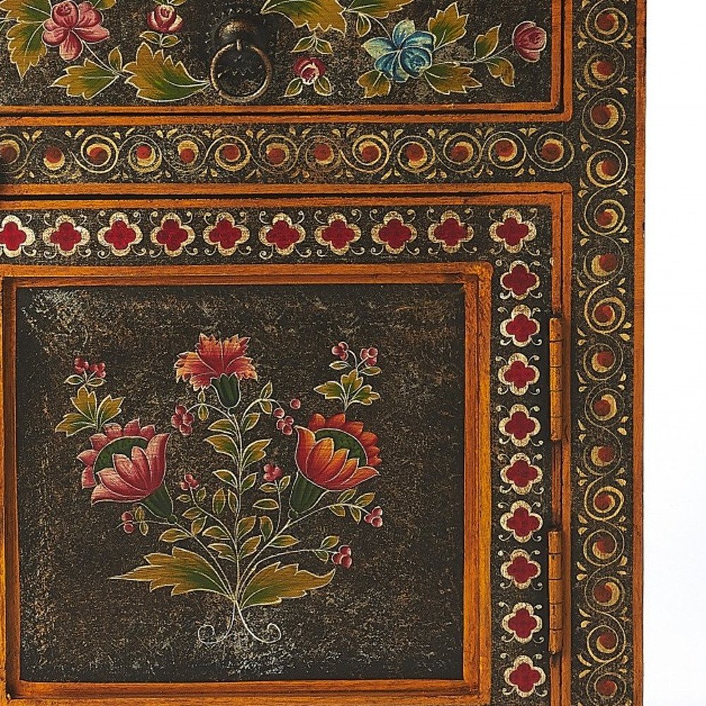 18" Dark Brown Solid Wood Frame Accent Cabinet With Two Drawers HomeRoots