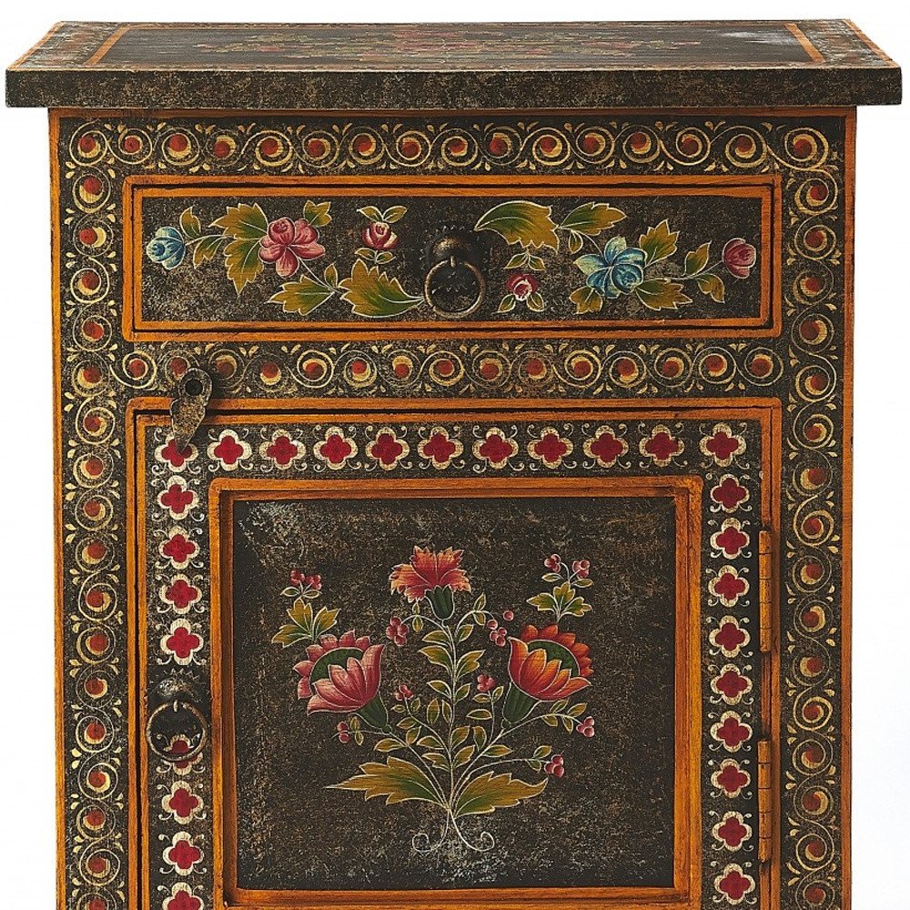 18" Dark Brown Solid Wood Frame Accent Cabinet With Two Drawers HomeRoots