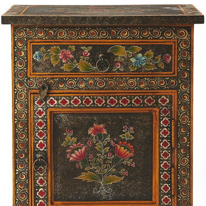 18" Dark Brown Solid Wood Frame Accent Cabinet With Two Drawers HomeRoots