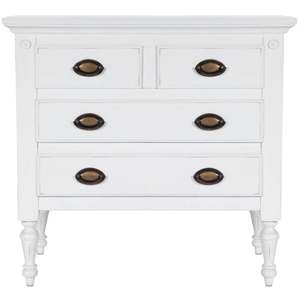 32" White Solid Wood Four Drawer Gentlemans Chest - FurniFindUSA