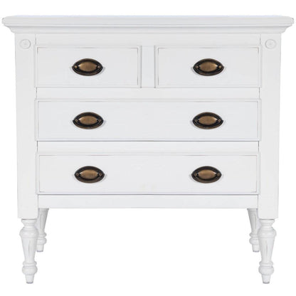 32" White Solid Wood Four Drawer Gentlemans Chest - FurniFindUSA