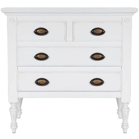 32" White Solid Wood Four Drawer Gentlemans Chest - FurniFindUSA