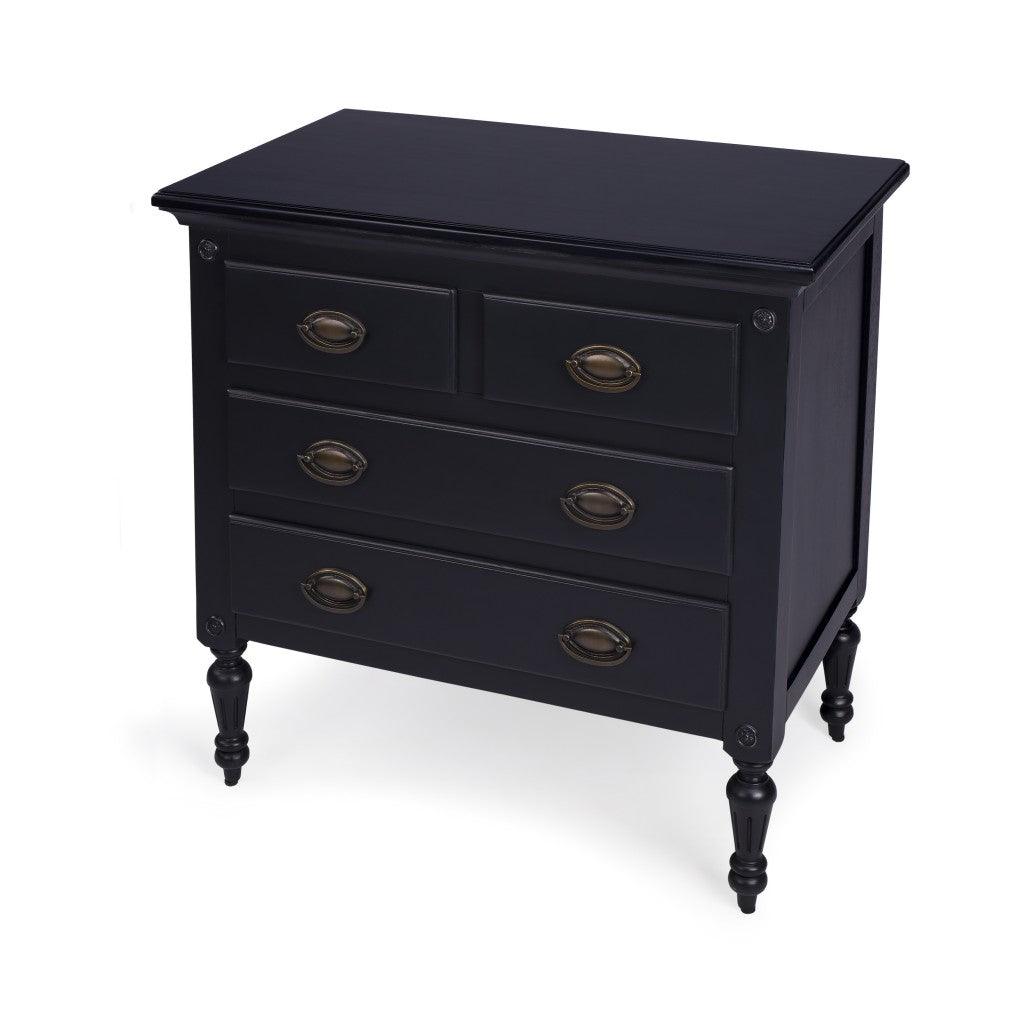 32" Black Solid Wood Four Drawer Gentlemans Chest - FurniFindUSA