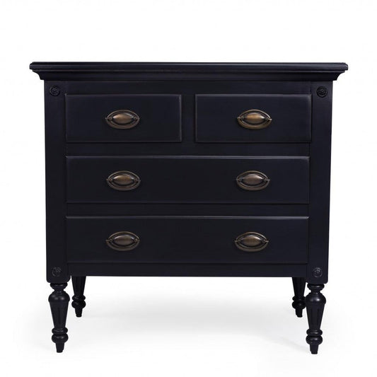 32" Black Solid Wood Four Drawer Gentlemans Chest - FurniFindUSA