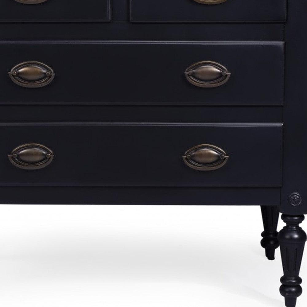 32" Black Solid Wood Four Drawer Gentlemans Chest - FurniFindUSA