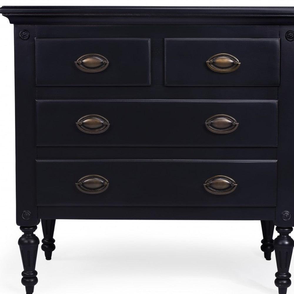 32" Black Solid Wood Four Drawer Gentlemans Chest - FurniFindUSA