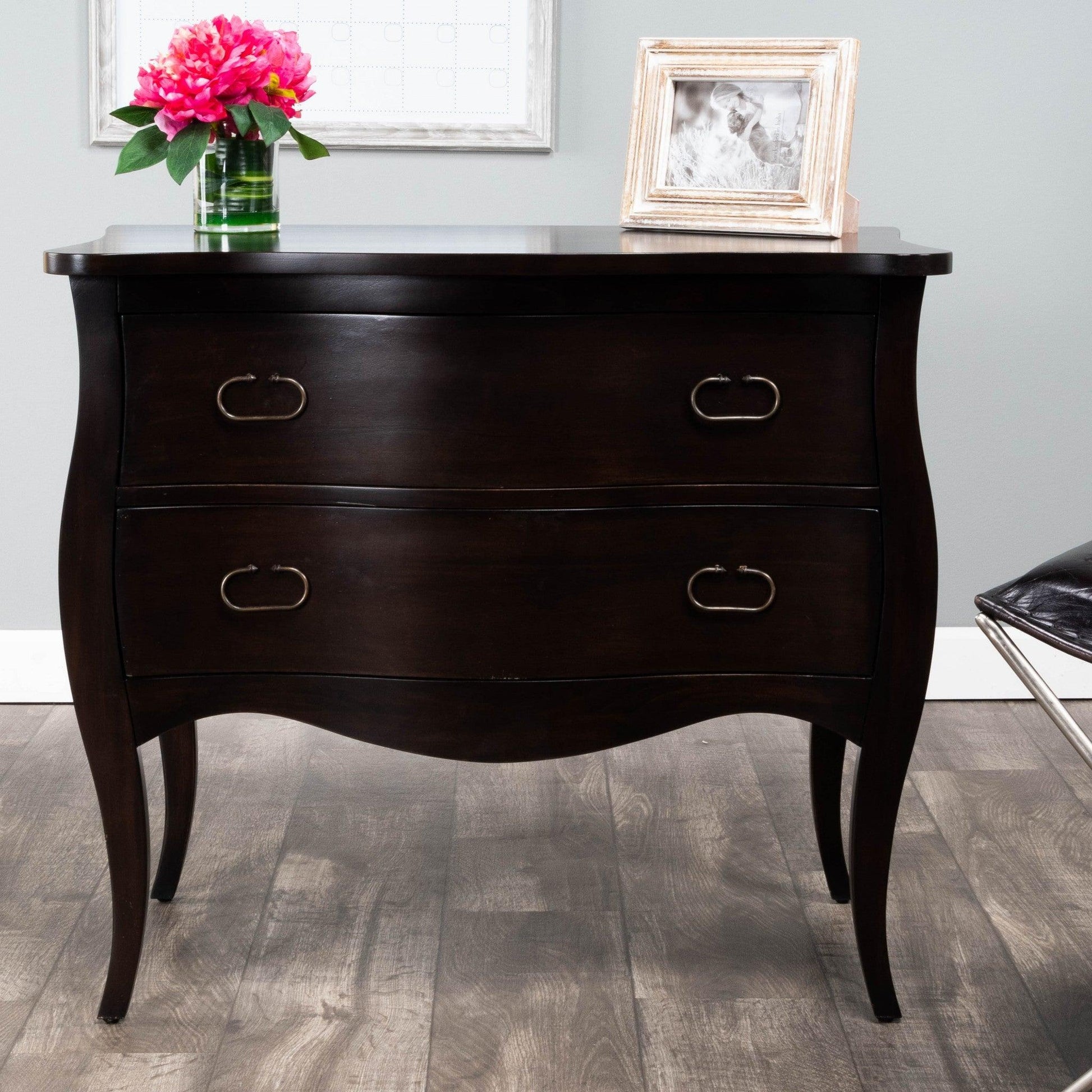 34" Brown Solid Wood Two Drawer Chest - FurniFindUSA