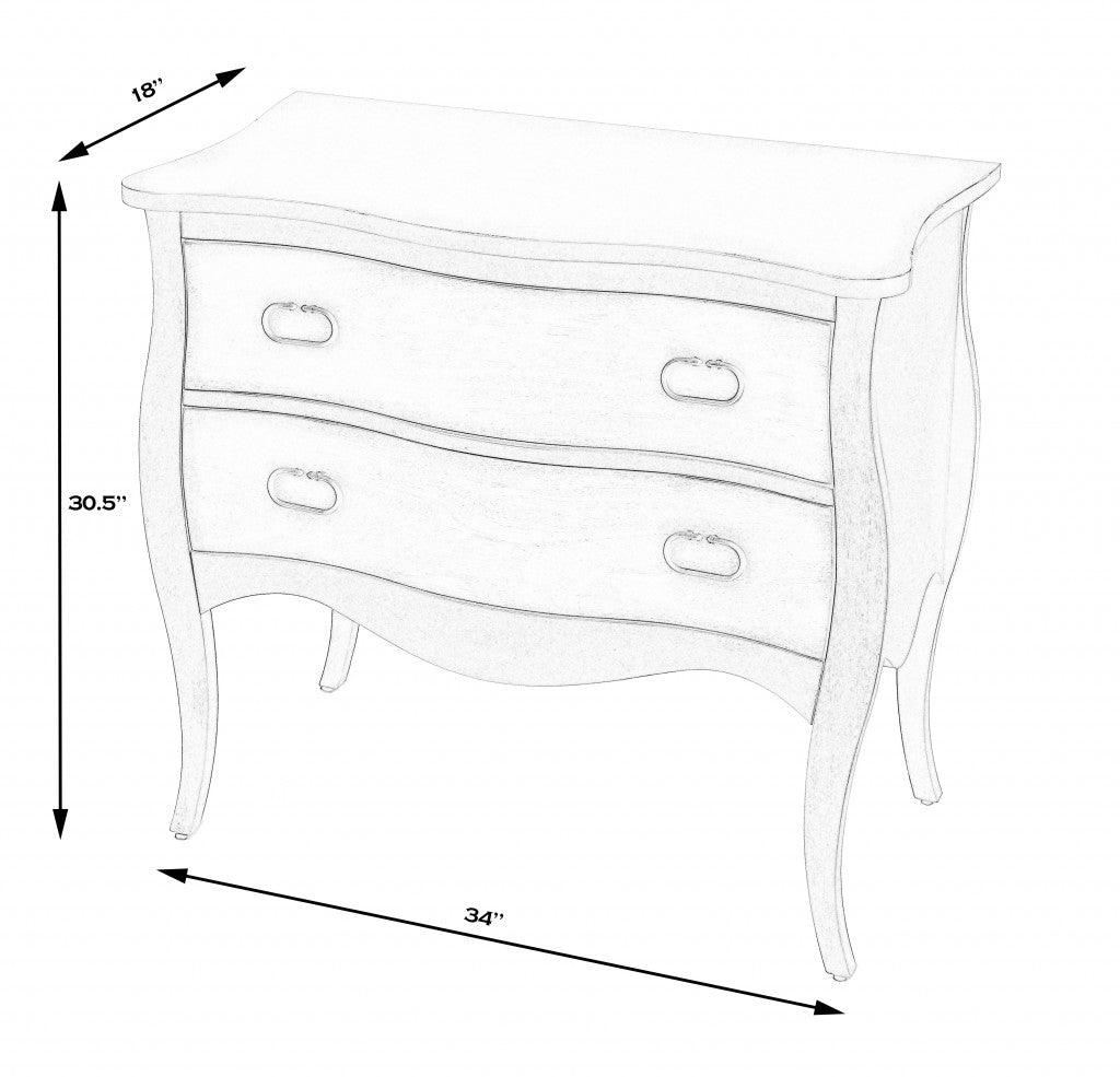 34" Brown Solid Wood Two Drawer Chest - FurniFindUSA