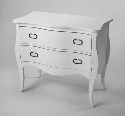 34" White Solid Wood Two Drawer Chest - FurniFindUSA