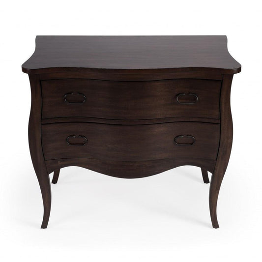 34" Brown Solid Wood Two Drawer Dresser - FurniFindUSA