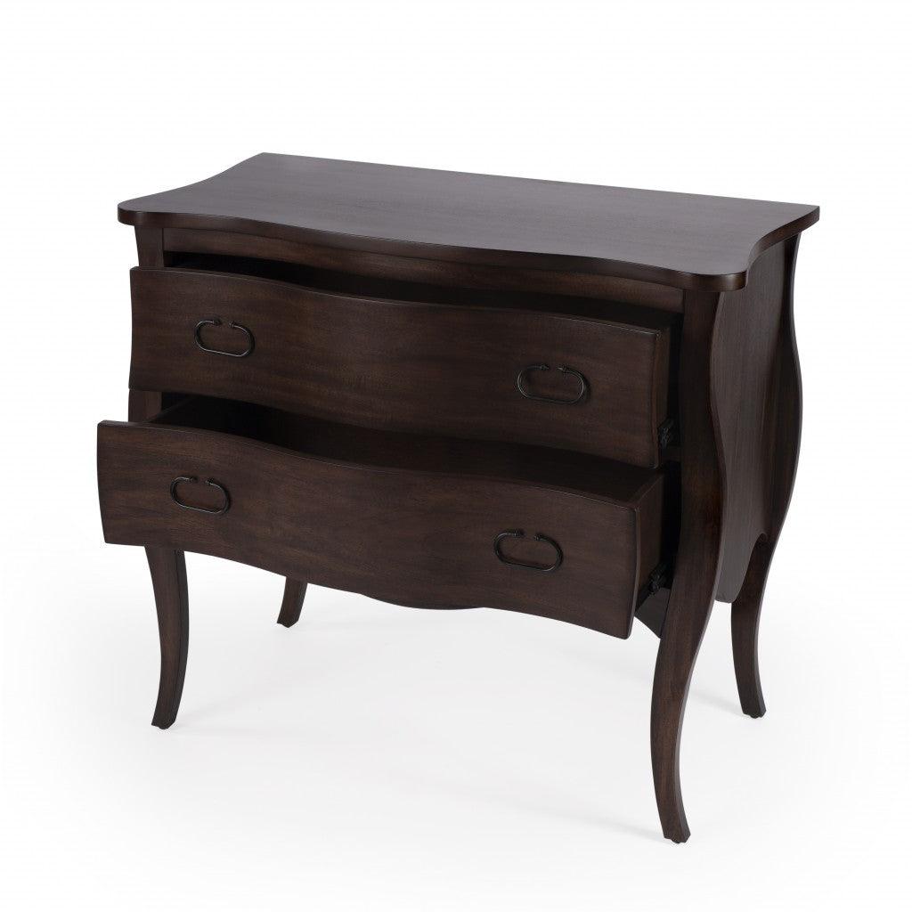 34" Brown Solid Wood Two Drawer Dresser - FurniFindUSA