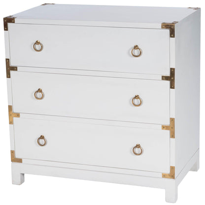 28" White Solid Wood Three Drawer Dresser - FurniFindUSA