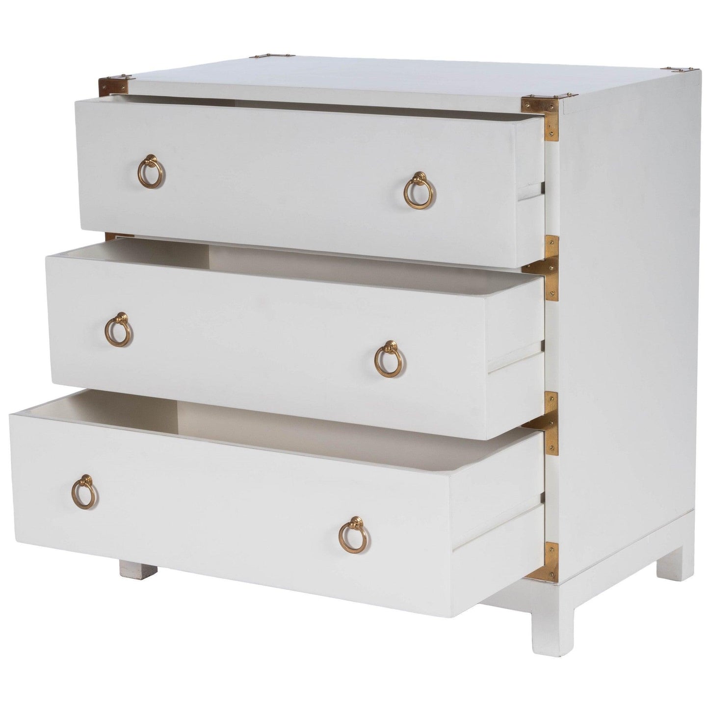 28" White Solid Wood Three Drawer Dresser - FurniFindUSA