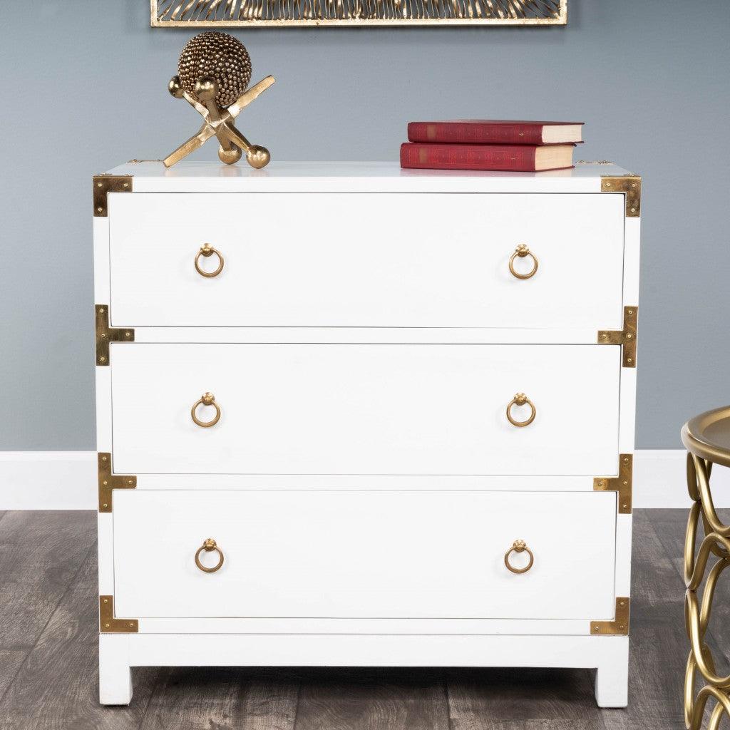 28" White Solid Wood Three Drawer Dresser - FurniFindUSA