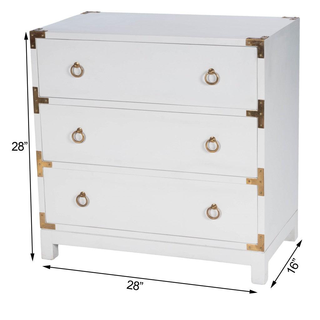 28" White Solid Wood Three Drawer Dresser - FurniFindUSA