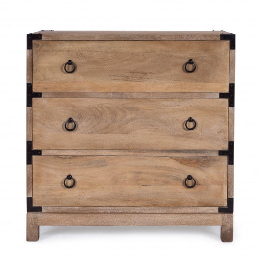 28" Natural Wood Solid Wood Three Drawer Dresser - FurniFindUSA