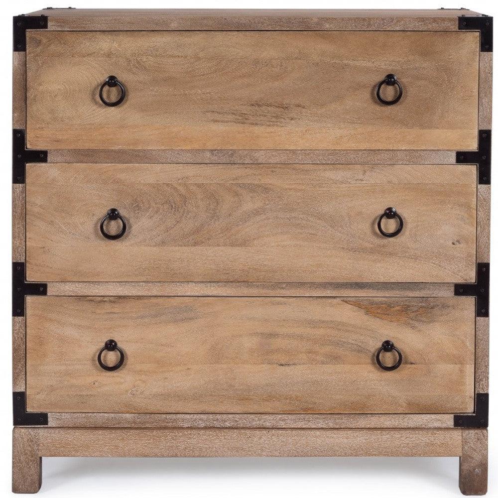 28" Natural Wood Solid Wood Three Drawer Dresser - FurniFindUSA