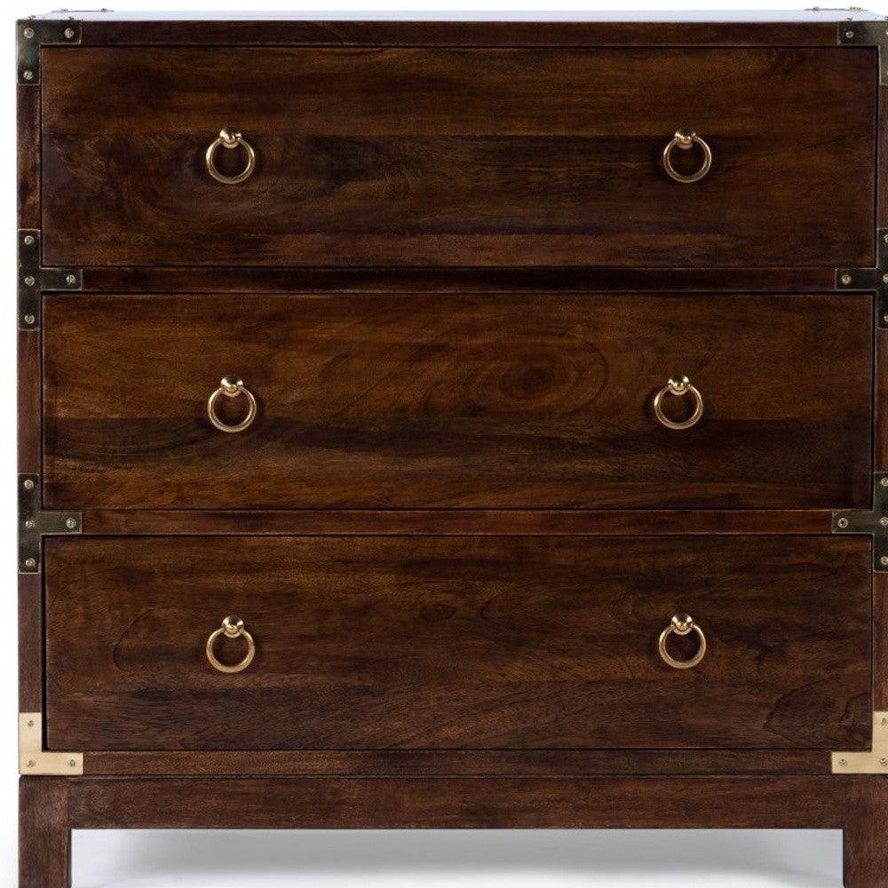 28" Brown Solid Wood Three Drawer Dresser - FurniFindUSA