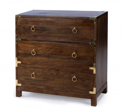 28" Brown Solid Wood Three Drawer Dresser - FurniFindUSA