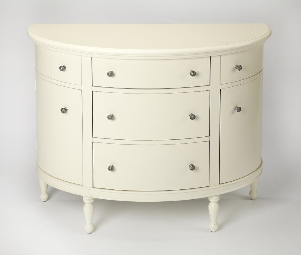 41" White Solid Wood Five Drawer Sideboard with Two Doors HomeRoots