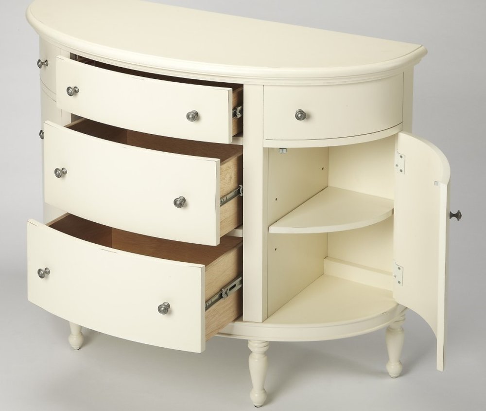 41" White Solid Wood Five Drawer Sideboard with Two Doors HomeRoots
