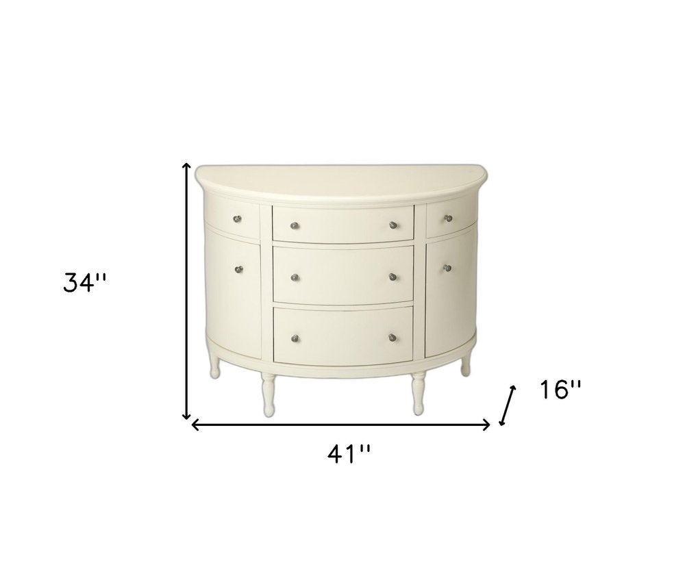 41" White Solid Wood Five Drawer Sideboard with Two Doors HomeRoots
