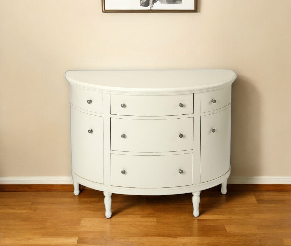 41" White Solid Wood Five Drawer Sideboard with Two Doors