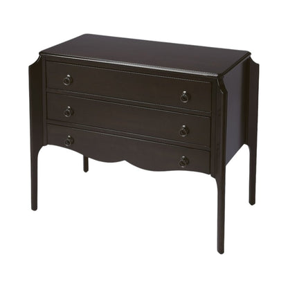 34" Dark Brown Solid Wood Three Drawer Dresser HomeRoots