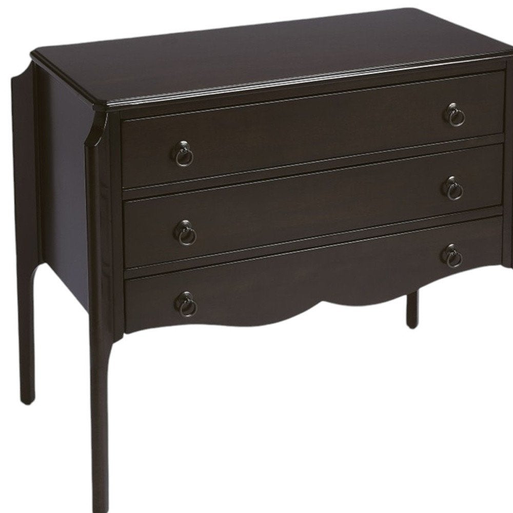 34" Dark Brown Solid Wood Three Drawer Dresser HomeRoots