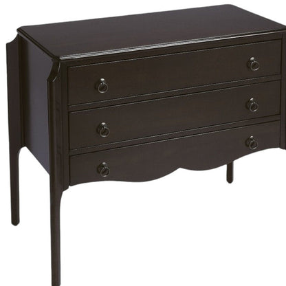 34" Dark Brown Solid Wood Three Drawer Dresser HomeRoots