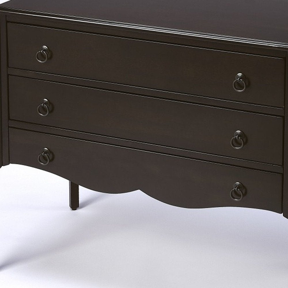 34" Dark Brown Solid Wood Three Drawer Dresser HomeRoots